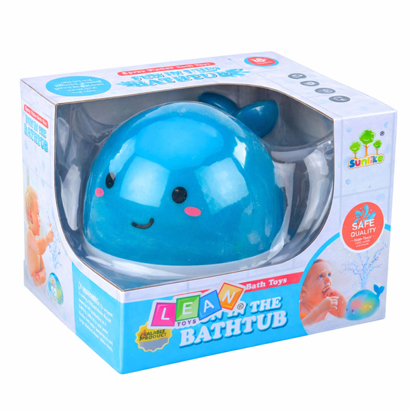 Bath Toy Splashing Whale Fountain Glowing Blue
