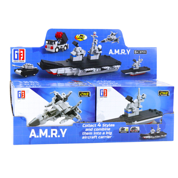 2-in-1 Construction Bricks Military Vehicles Transport Robot