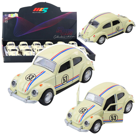 Classic Car Beetle Metal Drive Opening Doors Beige 1:32