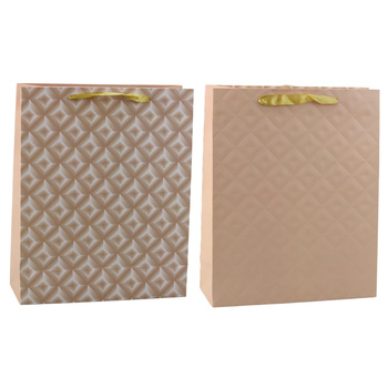 Torba Prezentowa Z Tłoczeniem Jasno Beżowa 32 x 26 x 10cm