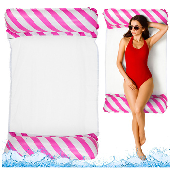 Inflatable Water Hammock Mattress Deckchair White and Pink 120x70cm