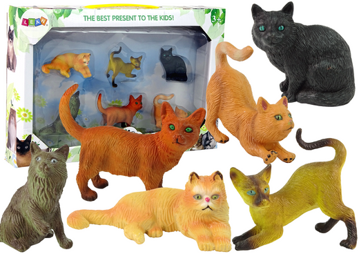 Set of 6 Figures Domestic cats of various breeds