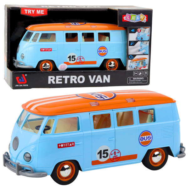 Retro Car Van Bus Lights Sounds Opening Doors Blue