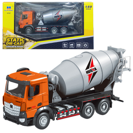 Concrete Mixer Construction Vehicle Metal Huina Orange 1:50