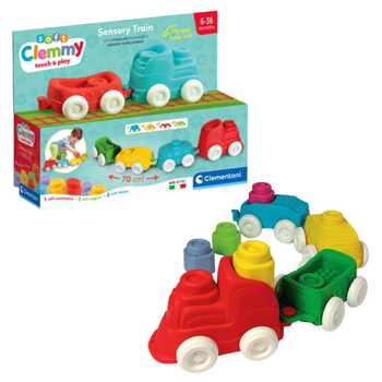 Clemmy Sensory Color Train Locomotive, Wagons & Soft Blocks Clementoni 17961