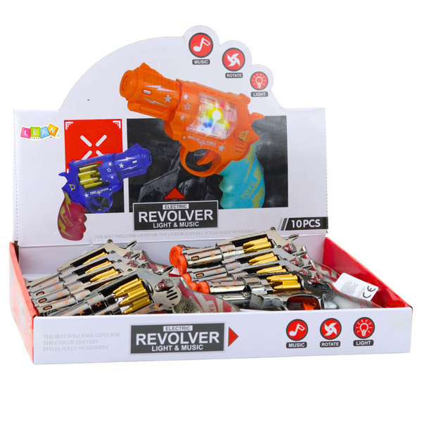 Toy Gun Revolver Rotary Magazine Lights Sounds