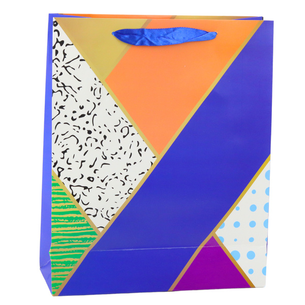 Geschenktüte aus Papier mit geometrischen Mustern, 32 x 26 x 12 cm