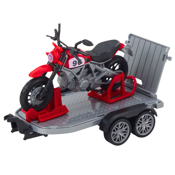 Off-road Vehicle Set with Tow Truck and Motorcycle Lights and Sounds Green