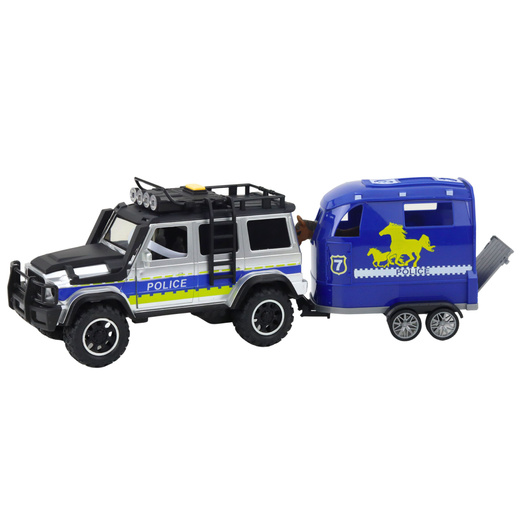 Police Off-Road Vehicle with Horse Trailer, Lights and Sounds