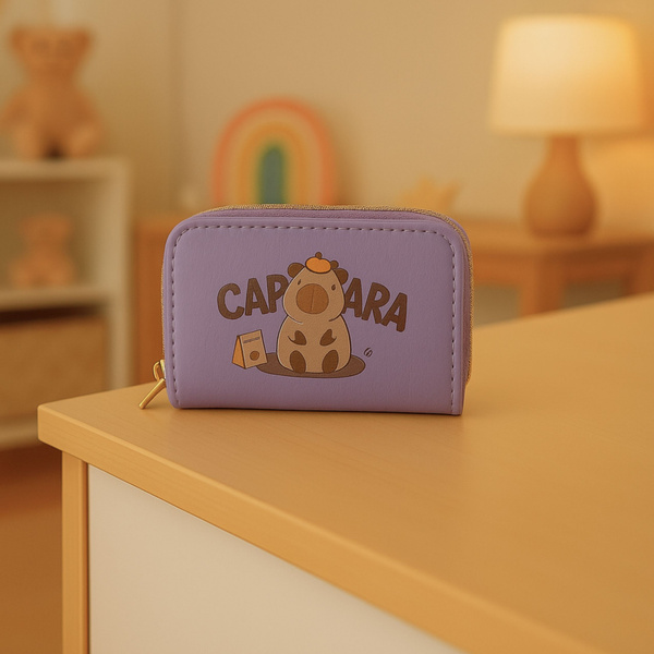 Two-compartment wallet with card compartments Capybara Purple 12.5 x 8.5cm