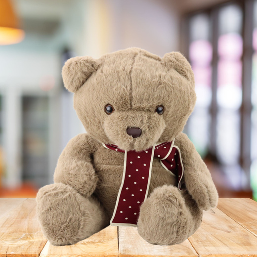 Plush Mascot Cuddly Toy Big Teddy Bear With Scarf Light Brown 45cm