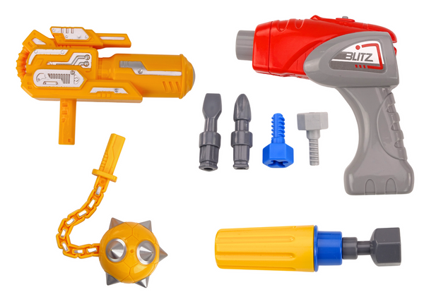 Roboter drehende Waffe Bohrschrauber heller Ton blau