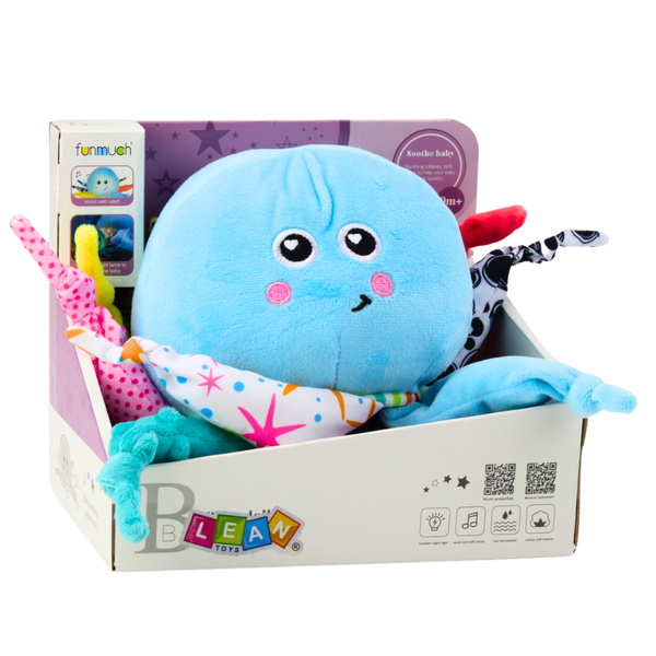 Plüsch Oktopus Schlafender Kuscheltier Licht Sound Blau