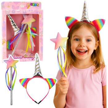 Unicorn Horn Ears Wand Hairband Set