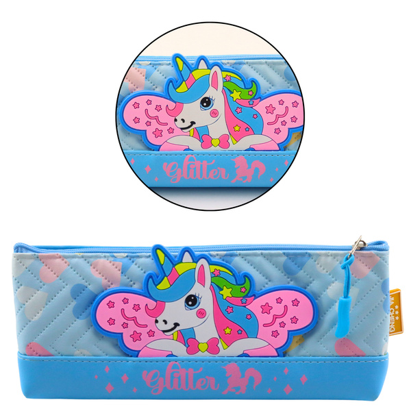 Pencil Case School Kit with Unicorn Blue 20 x 8.5cm