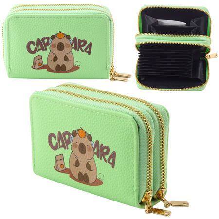 Two-compartment wallet with card compartments Kapybara Green 12.5 x 8.5cm