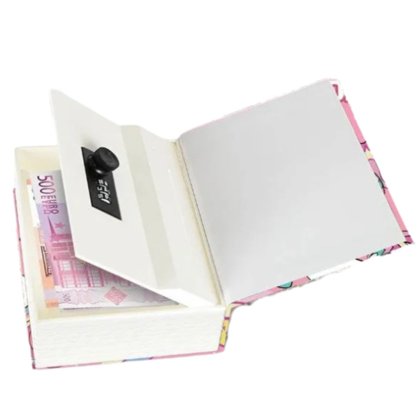 Hidden Book Piggy Bank Safe Code Unicorn Pink