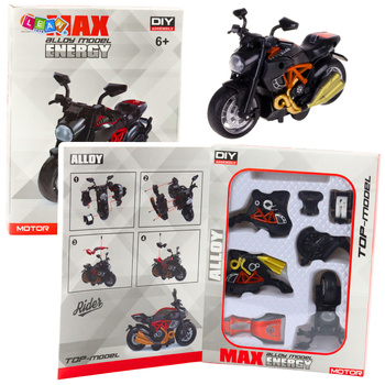 Motorrad zum Zusammenbauen, Schrauben, Metall, 1:14, DIY, Schwarz und Orange