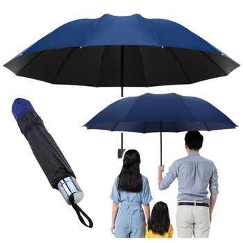 Large Folding Umbrella 12-Rib Navy Blue Cover 110 cm