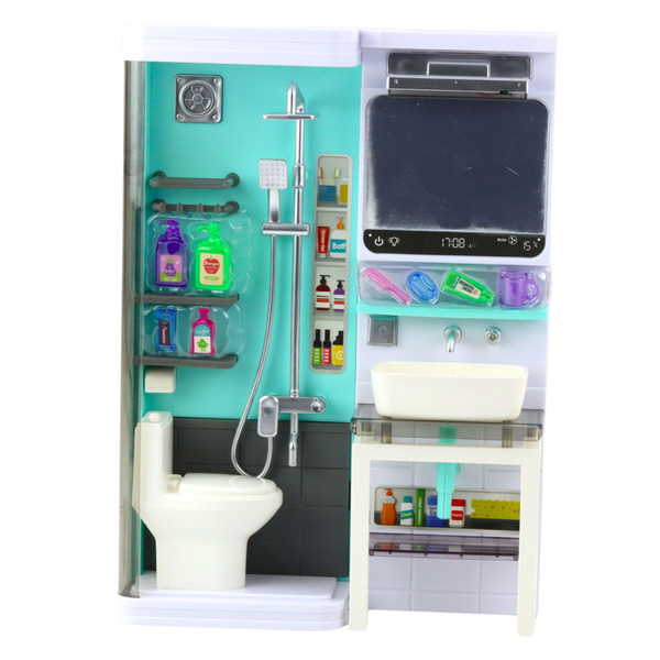Toy Bathroom Shower Sink Toilet Lights Sounds Accessories
