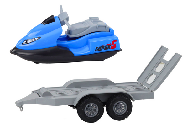 Quad with a trailer for transporting a boat and a jet ski
