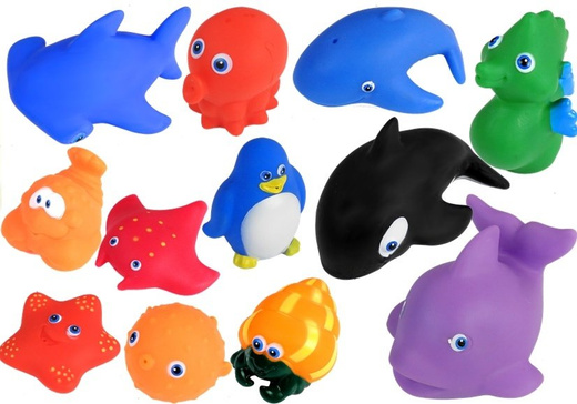 Set of Sea Animals for Bathing, Rubber Fishing Strainer, 12 pcs.
