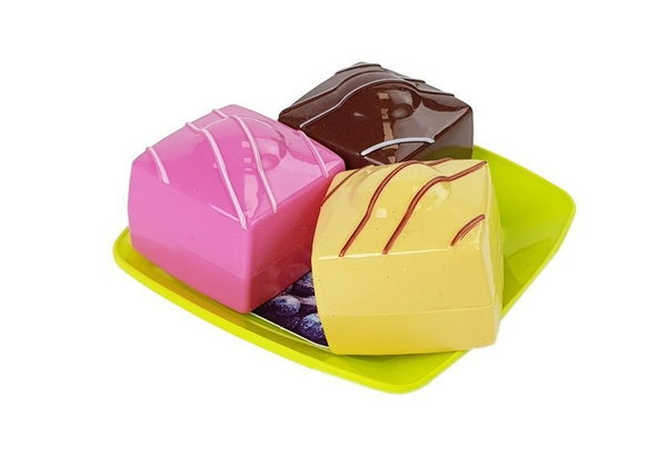 Set Essen Dessert Kuchen mit Tablett