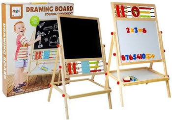 Wooden Chalk Board. Abacus. Clock, Numbers, and Magnet