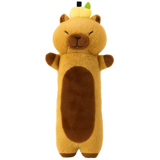 Plush Capybara Mascot With Fruit Oblong Pillow Roller Brown 45cm