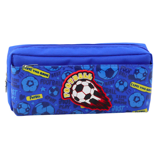 Pencil Case School Organizer with Football Blue