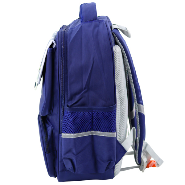 School Backpack Patches With Dinosaurs Chest Strap Navy Blue 39x27x15cm