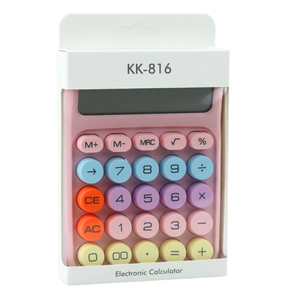 12-stelliger batteriebetriebener Schul- und Bürorechner KK-816 Pink