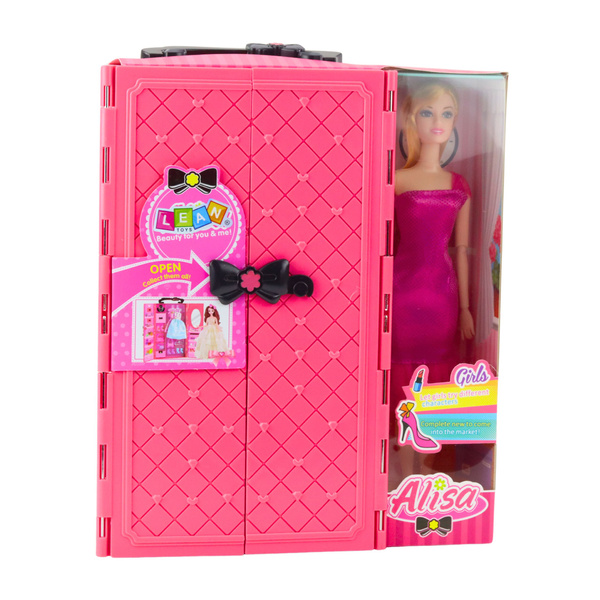 Puppe mit Kleiderschrank-Zubehör Rosa Kleidung Mode-Ankleideset