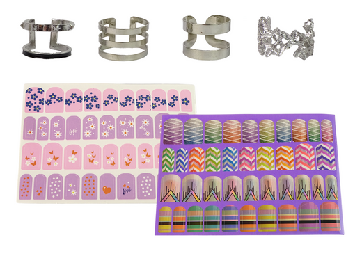 Nail Painting Set Nail Lacquers Glitter Stickers Rings