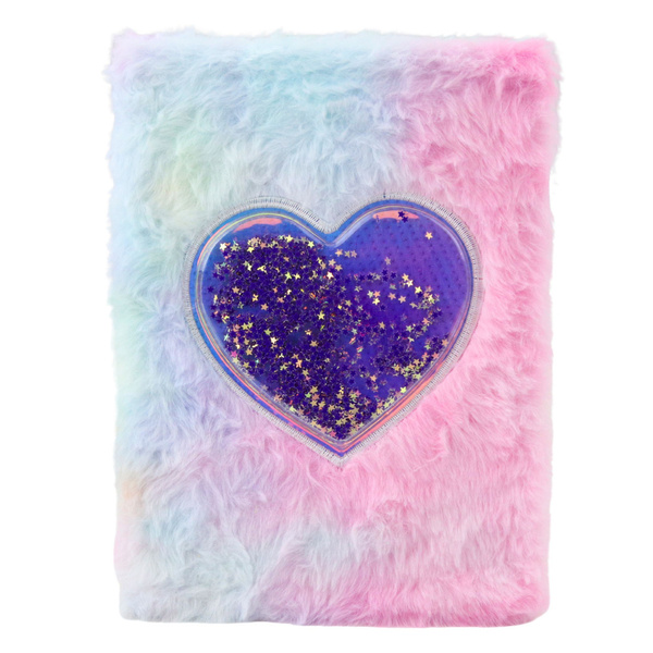 Plüsch Notizbuch Notizbuch liniert Herz mit Konfetti Pastell A5 80 Blatt