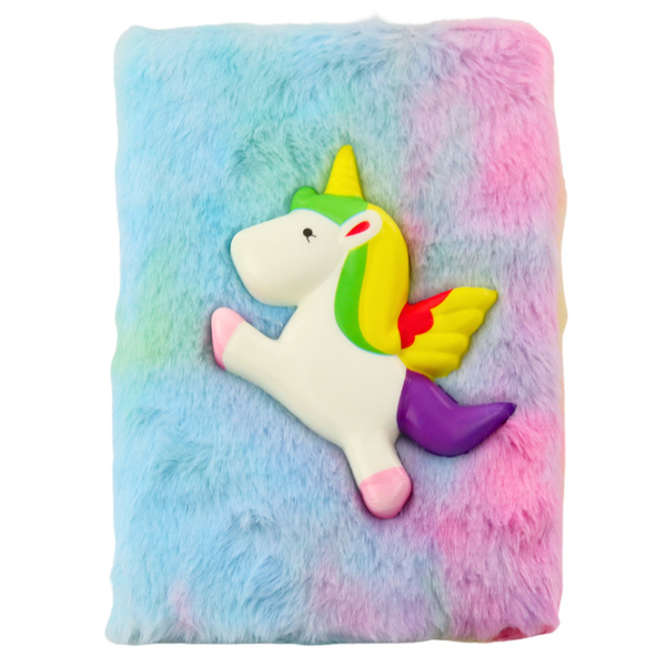 Plush Notebook Lined With Unicorn 3D Colorful