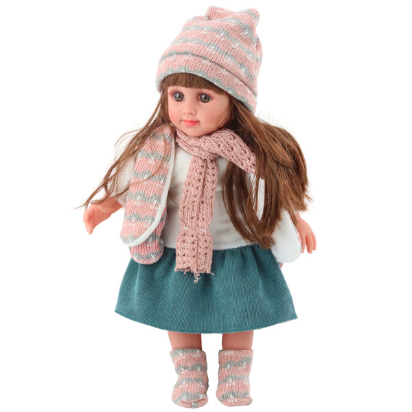 Süße Engelpuppe im Winteroutfit, Mütze und Schal, 36cm