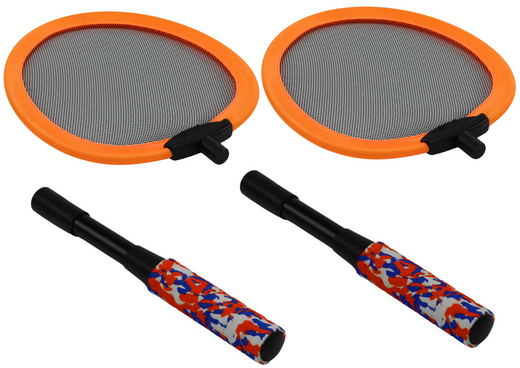 Set mit 2 Badmintonschlägern, 2 Badmintonbällen, Orange
