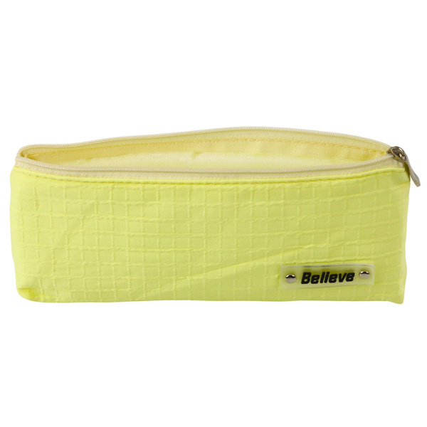 Single-compartment School Office Pencil Case, Embossed Checkered Pattern, Yellow, 21x9.5cm
