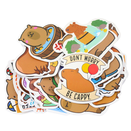 Set of Capybara Stickers Various Patterns Matte 50pcs.