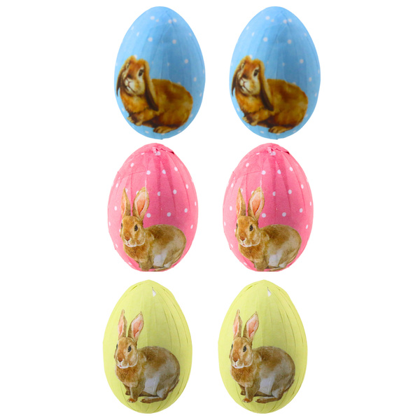 Easter Eggs On A Wire Pick Colorful With Bunnies Decoration 6pcs