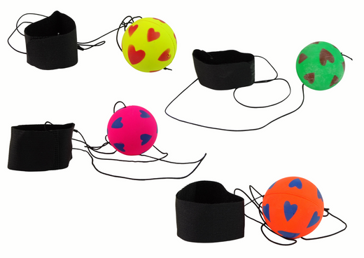 Ball PU auf elastischem 6 cm 4 Farben Herz
