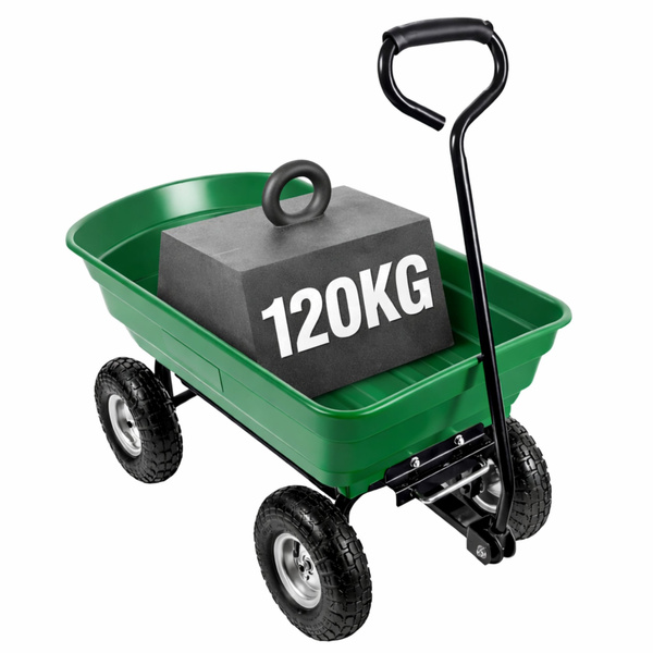 Garden Transport Cart Removable Tilting Tray Green 120 kg