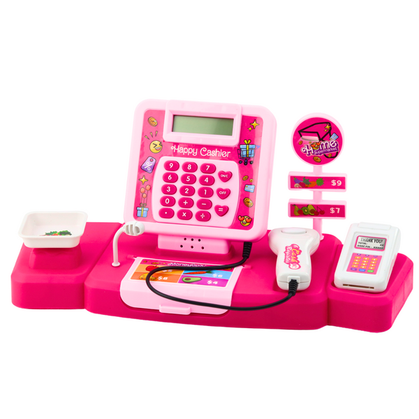 Shop Set Kasse Warenkorb Lebensmittel Lichter Sounds Pink