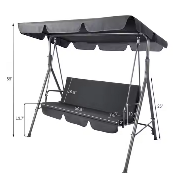 Drei-Personen-Gartenschaukel Schaukelkissen Matratze Grau