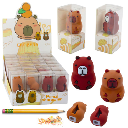 Sharpener for thin pencils, school, office, Capybara, brown