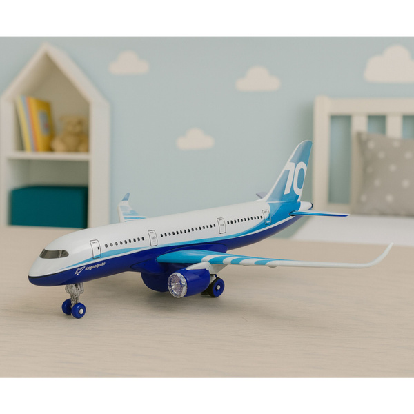 Passenger Plane with Pull Back Motor, Metal, Lights, Sounds, 23 cm