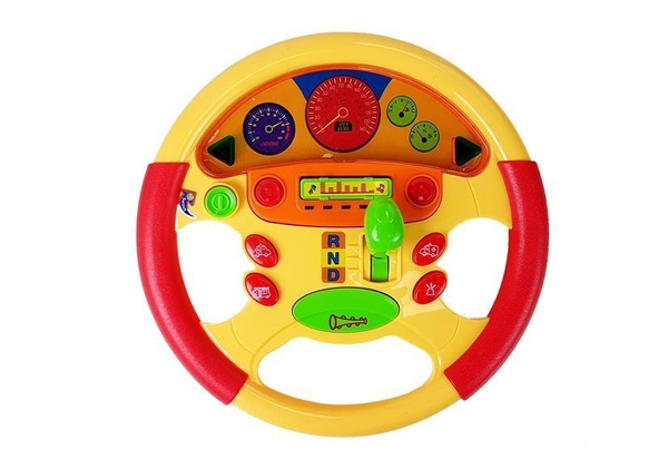 Educational steering wheel for a baby. Sound and Light Effects