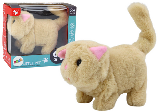 Plush Kitten Interactive Animal Walks and Meows Beige