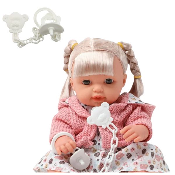 Baby Doll Girl Dress Sweater Pacifier Sounds